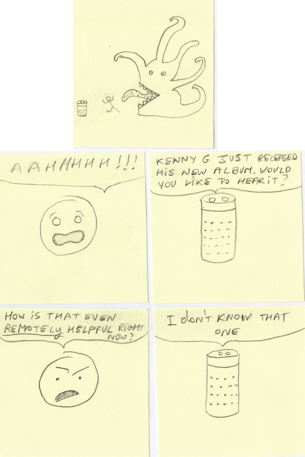 Subject-to-AI transition featuring a voice assistant.