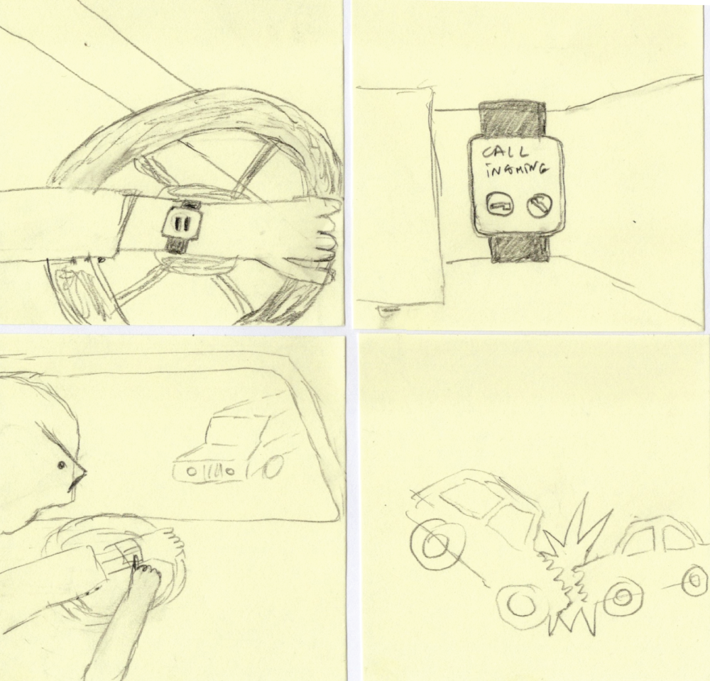 A dangerous current UX example for answering phone while driving.