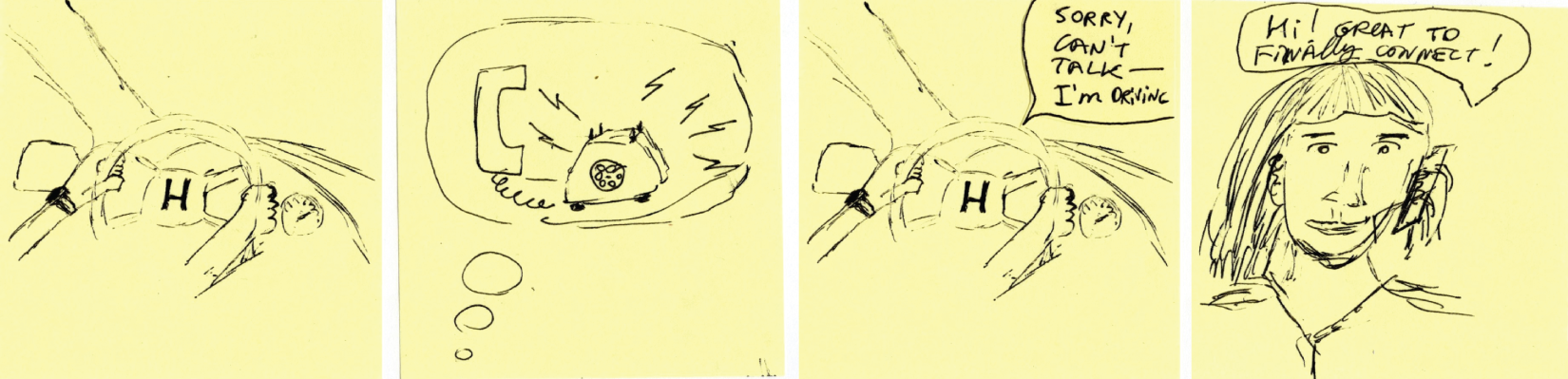 An AI-first UX alternative for answering phone while driving.