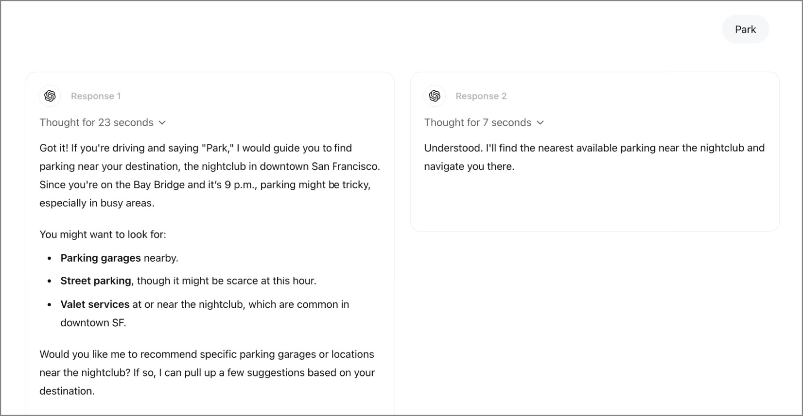 ChatGPT infers the meaning of a short request from context.