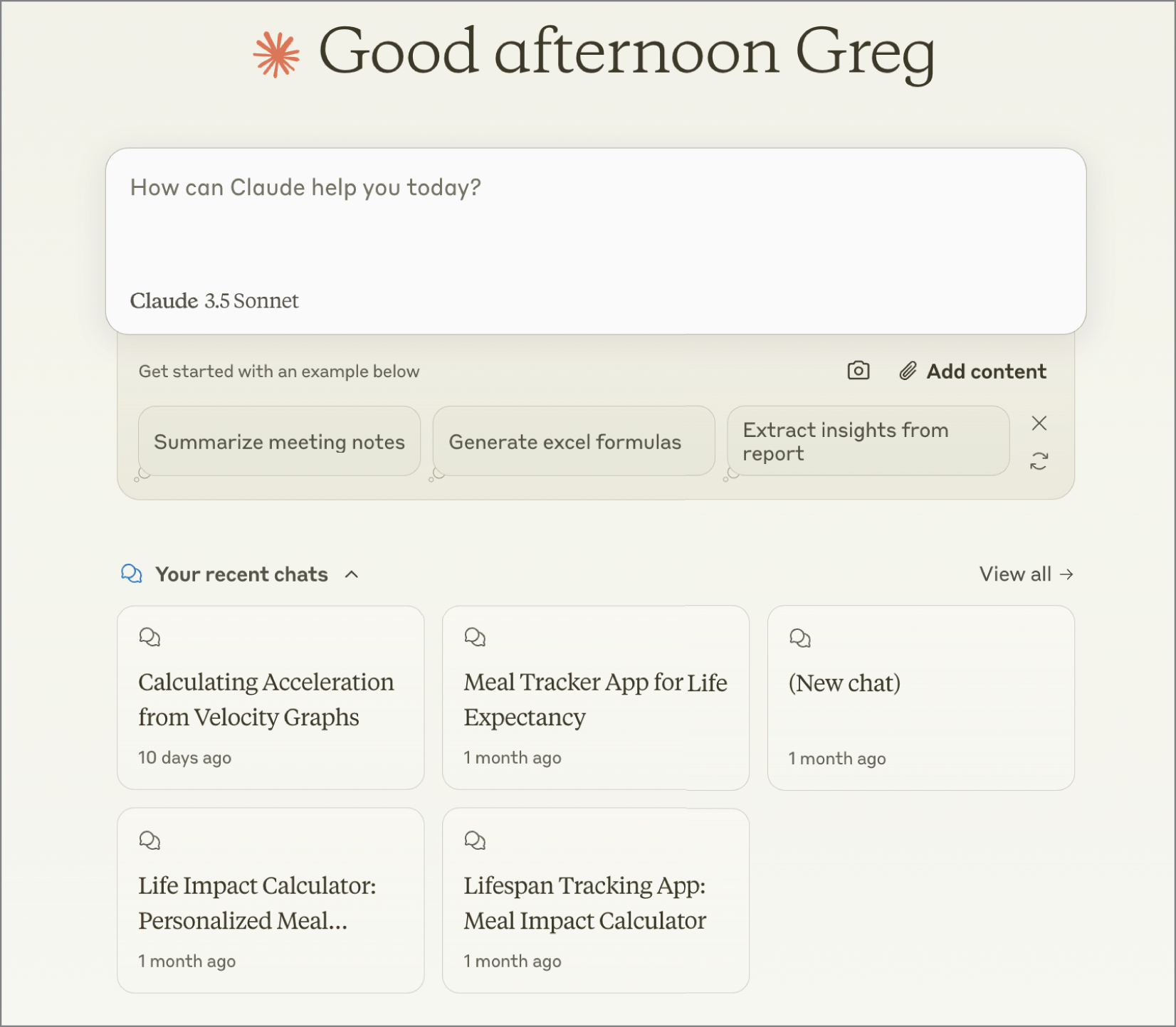 Suggestions that continue where the user left off in prior conversations.