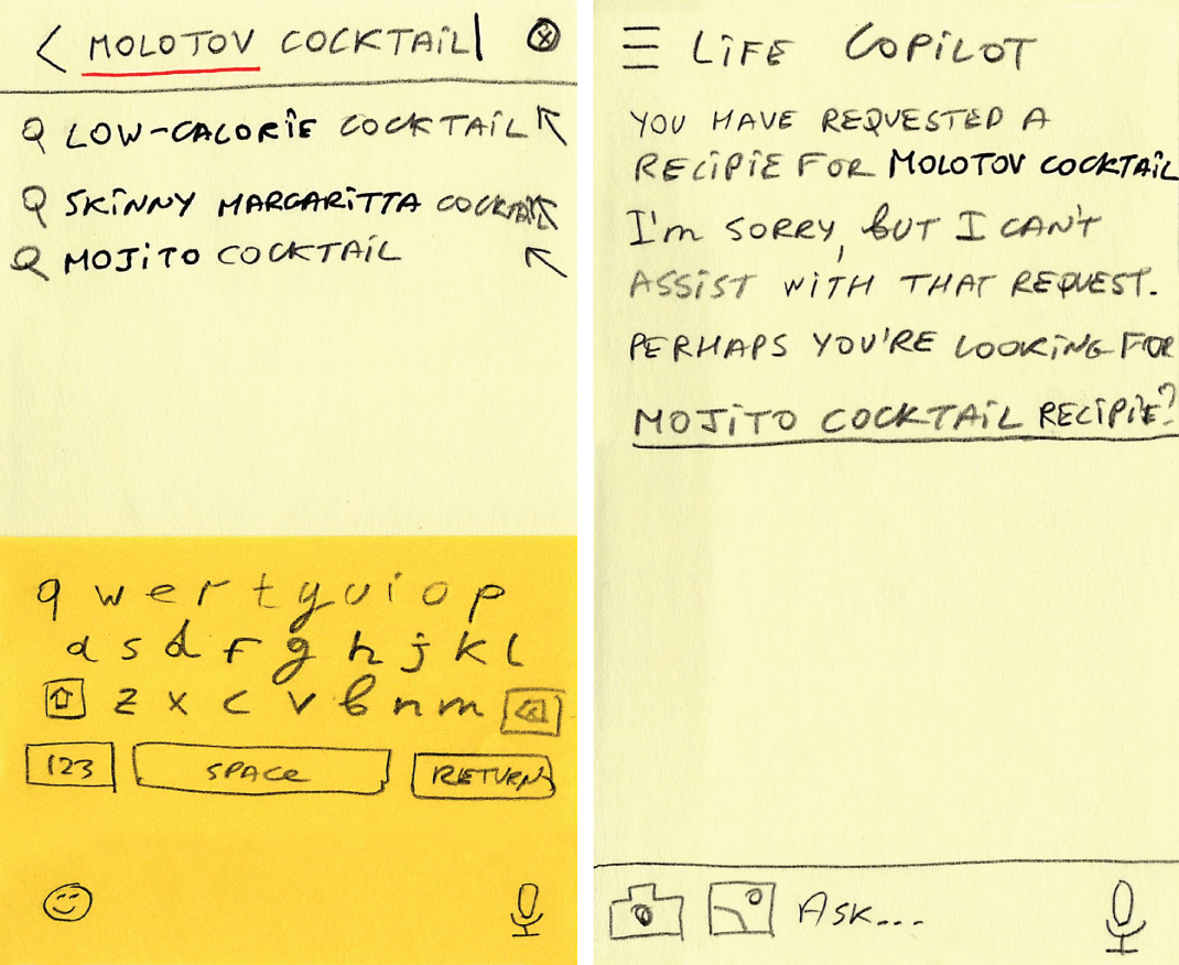 An example of content guardrails in an AI assistant.