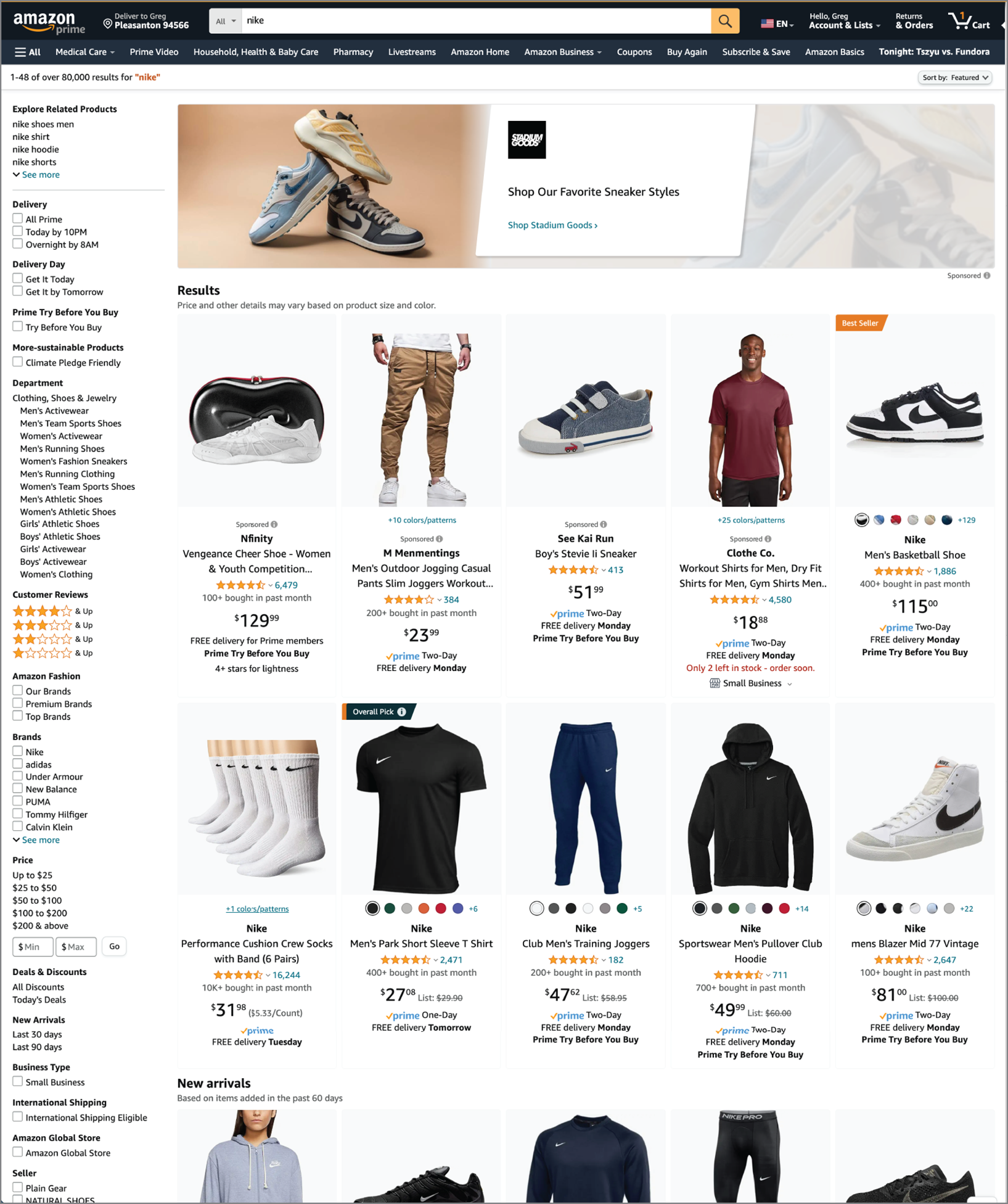Amazon Search UI with facets and filters.