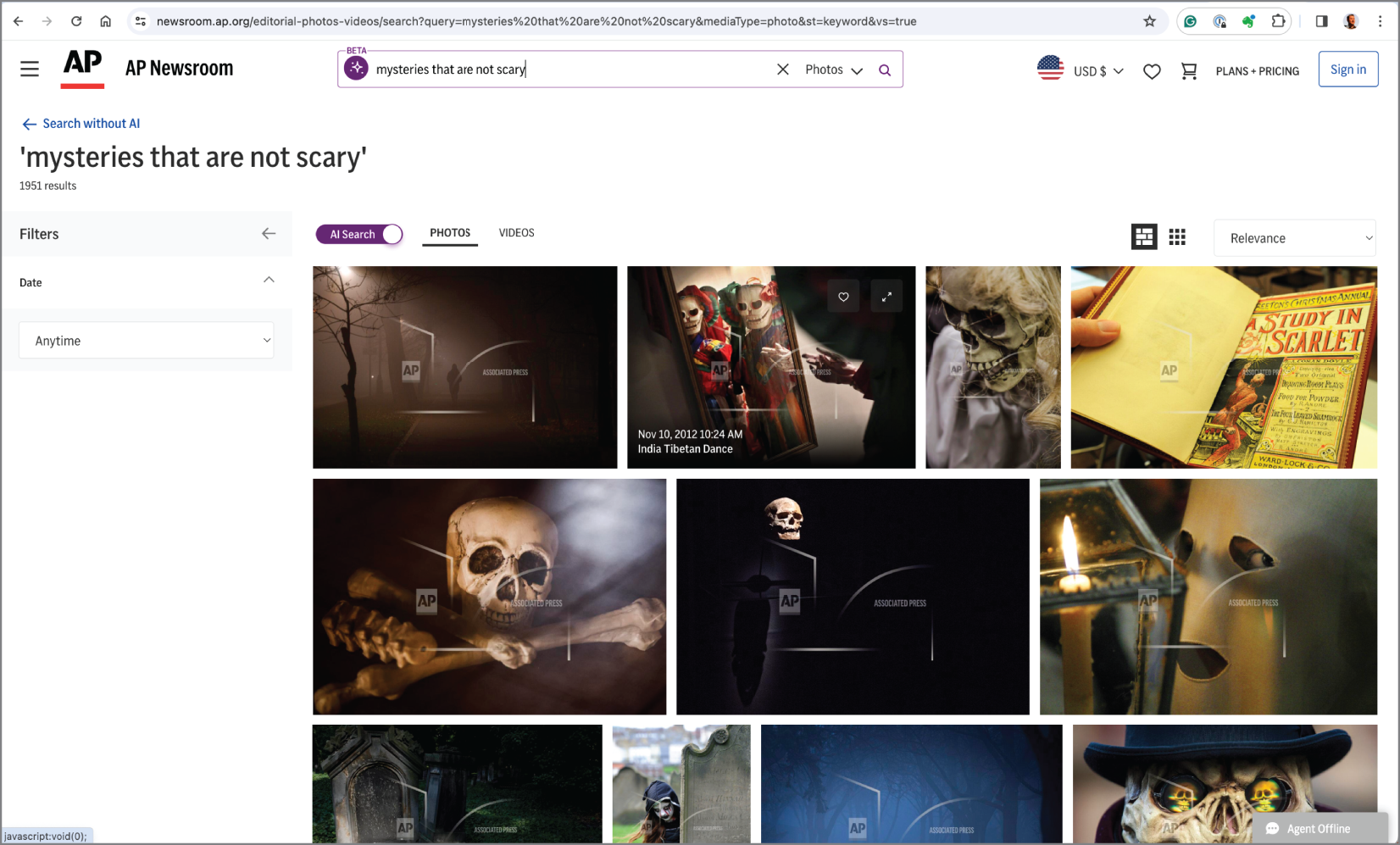 AI-powered results in AP Images for the same query.